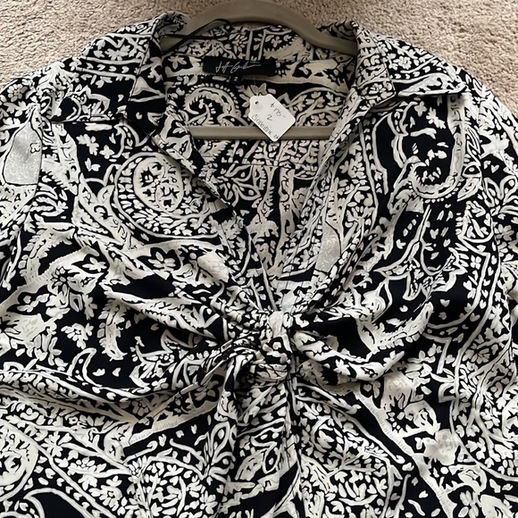 NWT Jeff Gallano black & cream blouse Size 2- Medium - Picture 2 of 4
